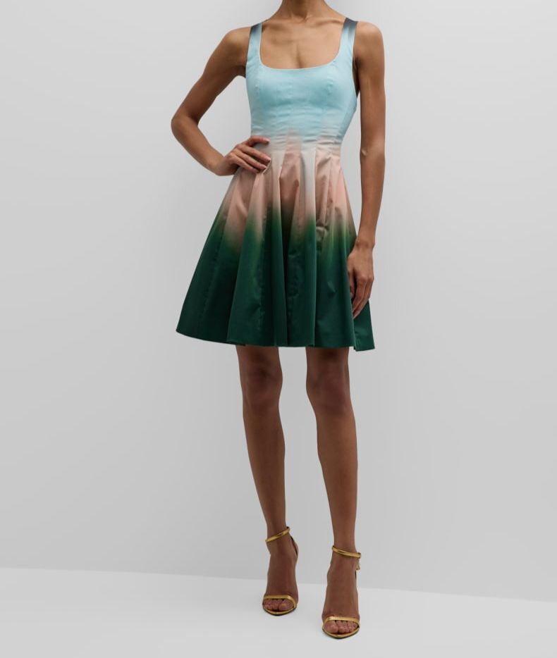 Philosophy Di Lorenzo Serafini Ombre Square-Neck A-Line Mini Dress, Fantasy Print Lig, Women's, 2, A-Line Dresses