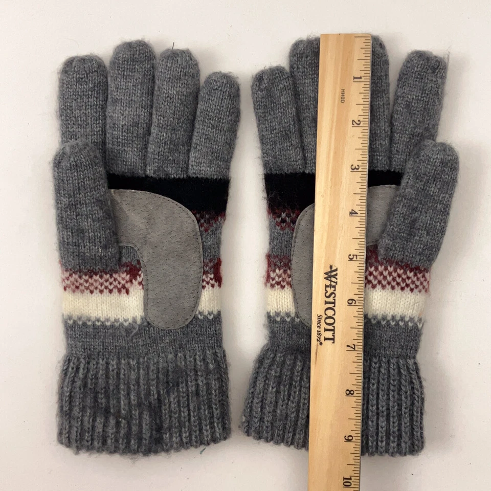 Guantes de Invierno Isotoner Gris Tejido con Forro Rojo Blanco Negro Patrón Foto 4 de 4