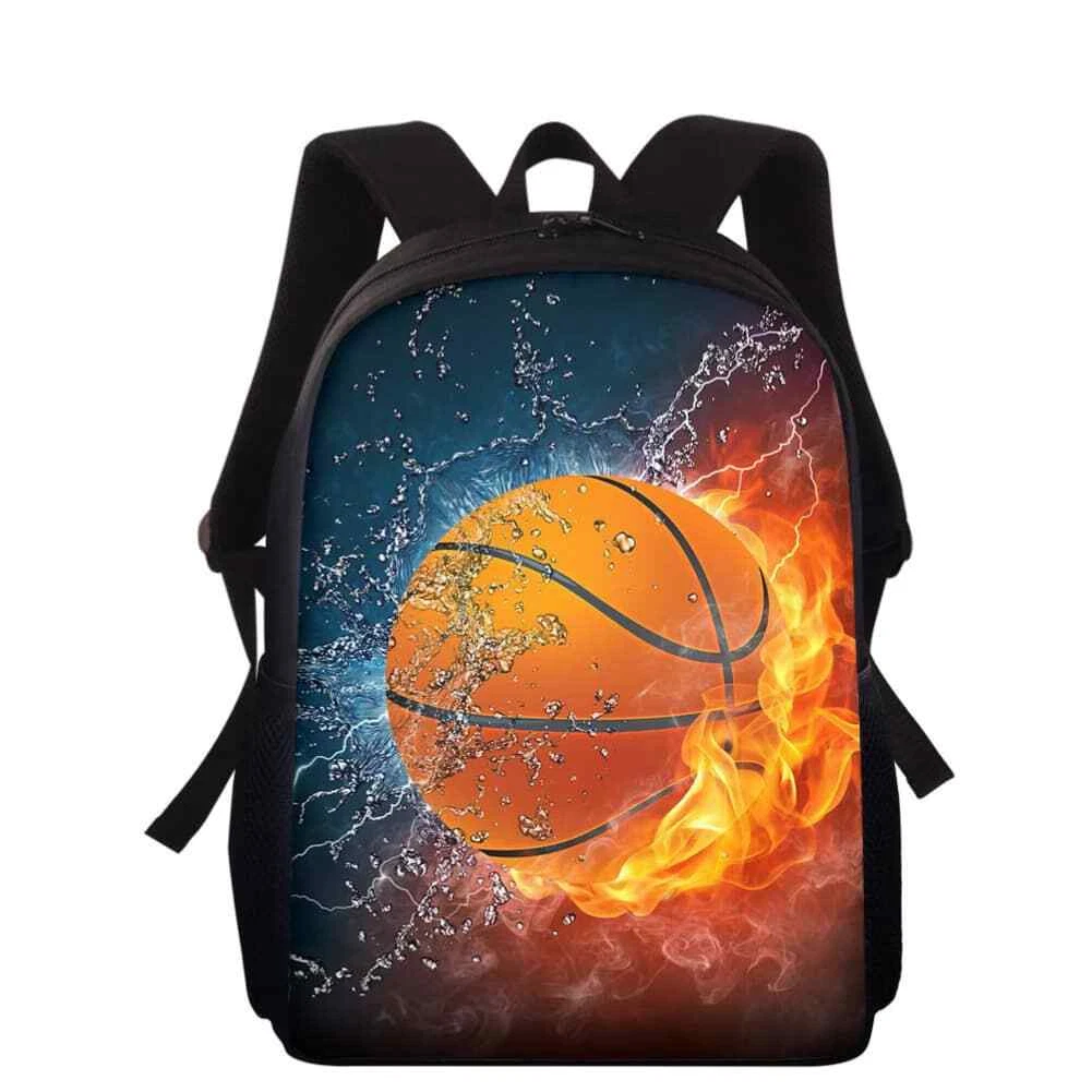 Fire Basketball Backpack Boy Girl Schoolbag Shoulder Satchel