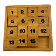Wooden 6.5" X 6" Slide Puzzle with Wooden Blocks