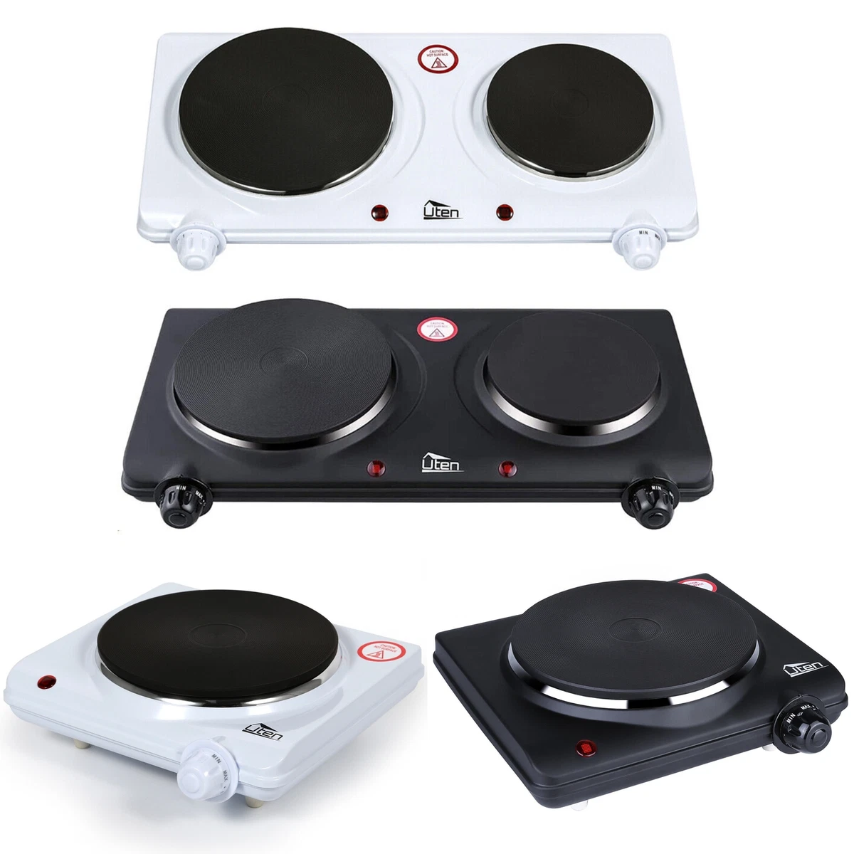 Uten Double Single Electric Hot Plate Portable Table Top Cooker Hob  1250W/2250W