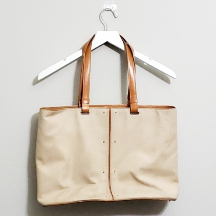 Tod's Neutral Canvas Tote Bag With Leather Trim | eBay
