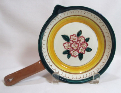 Stangl USA Terra Rose Hand Painted Vintage MOUNTAIN LAUREL 8'' Skillet GC