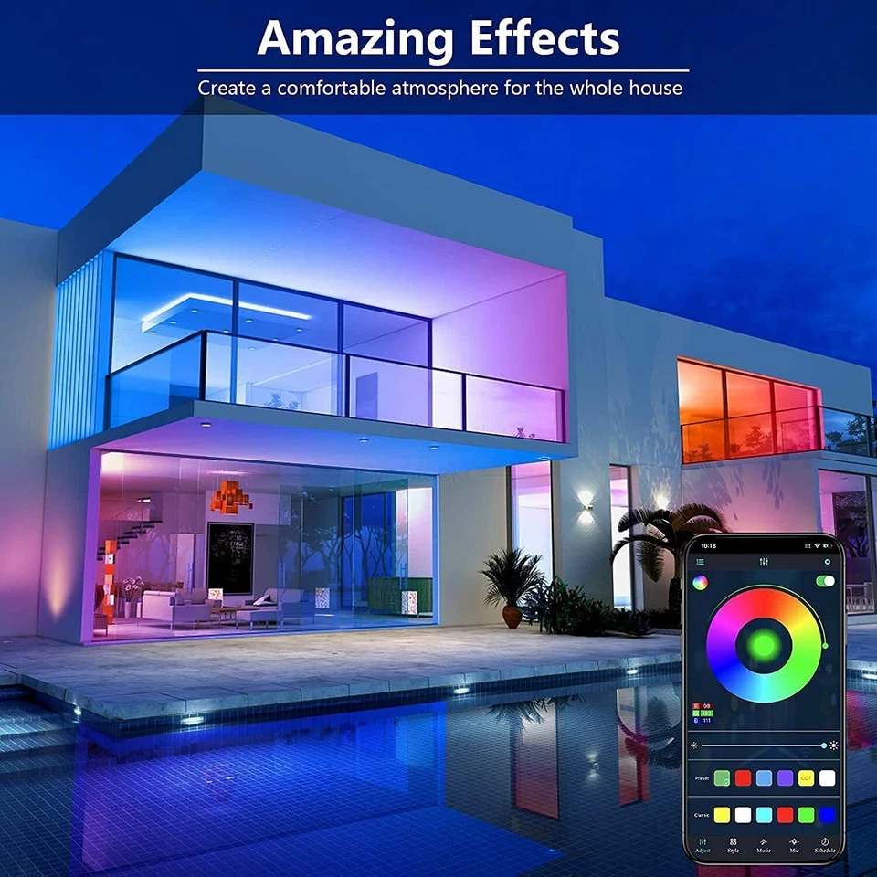 100ft 50ft LED Strip Lights 5050 RGB Bluetooth Color Change Remote for Rooms Bar - Image 2 of 4