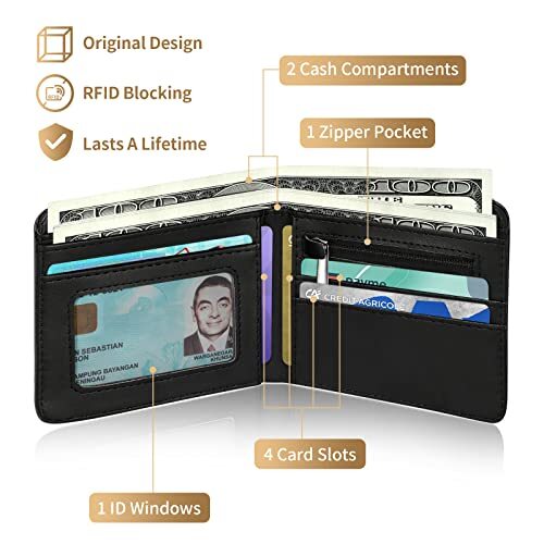 Cool Wallet- Funny Leather Credit Id Card Cash Holder Man Black Rfid ...