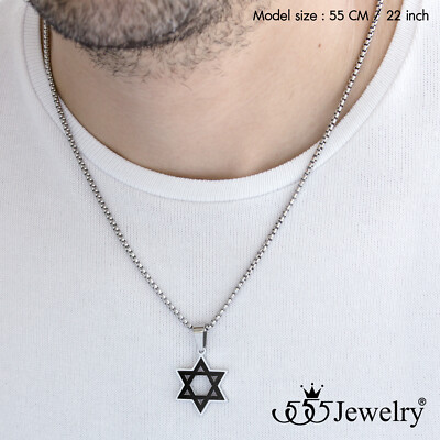 555Jewelry Star Of David Necklace - Stainless Steel Jewish Star Pendant