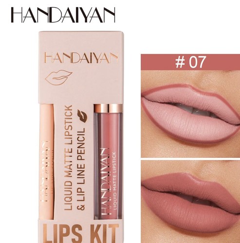 Long Lasting Non-stick Matte Liquid Lipstick Lip Gloss+Lip Liner Pencil Kit Set - Picture 31 of 36