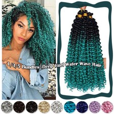 Thick Water Wave Braids Hair Crochet Extensions as Human Deep Curly Hair piece H