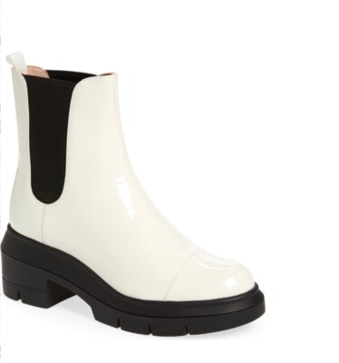 Stuart Weitzman Norah Booties  White Patent Leather 10 New