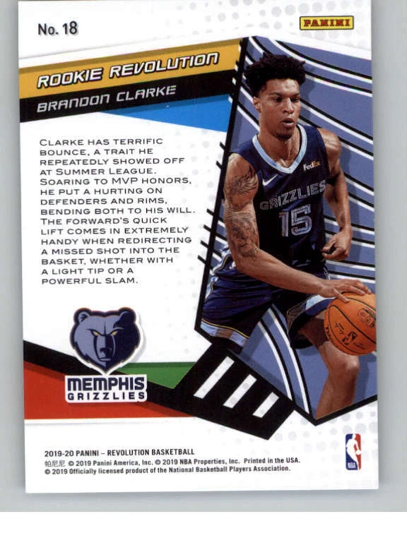 2019-20 Panini Revolution Rookie Revolution #18 Brandon Clarke (ref 136434) - Image 2 of 2