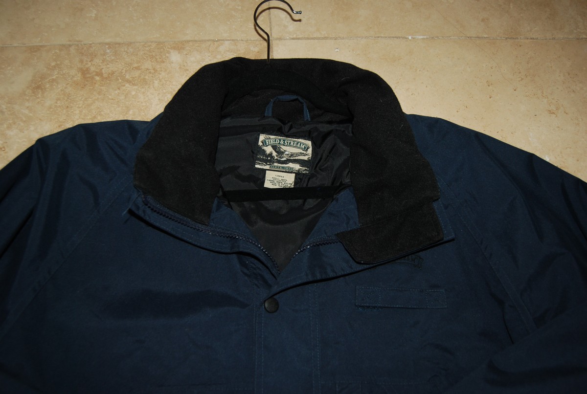 Field & Stream フード付きジャケット L ネイビー Navy Blue Water Resistant FIELD & STREAM Zip & Snap Front