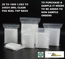 Plastic Zipper Clear Zip Seal Lock Top Reclosable Poly Bags 2 Mil