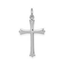 Sterling Silver Solid Fleur de Lis Cross Pendant Charm 22mm Religious Jewelry