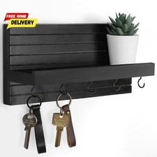 Decorative Key Holder for Wall with Shelf,Entryway Shelf with Hook Holds Leashes
