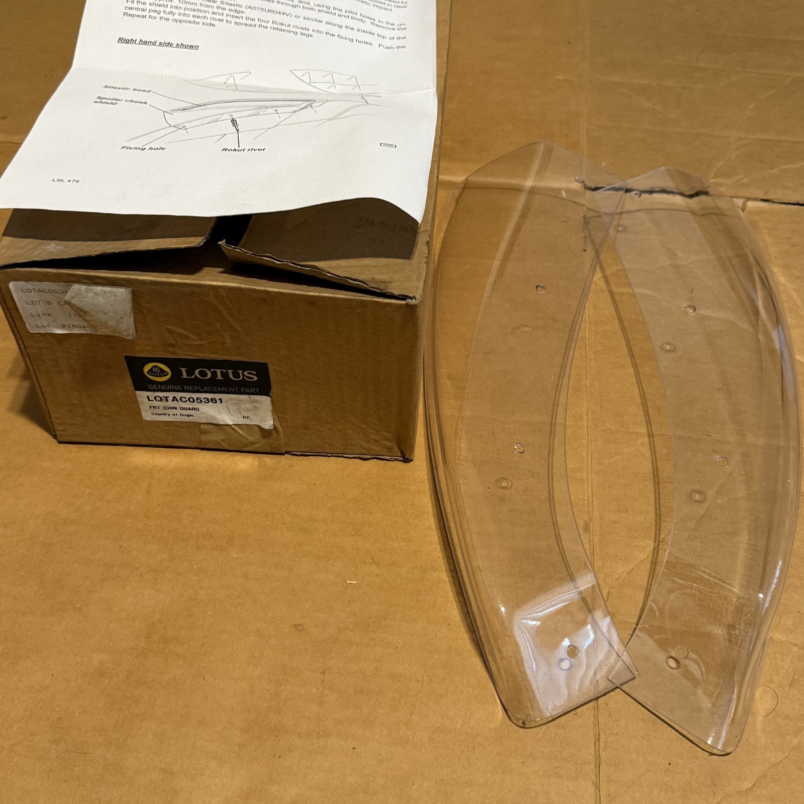 OEM Lotus Elise Front Bumper Chin Guards Spoiler Cheek Shields Set LOTAC05361
