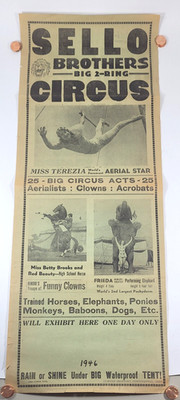 Sello Brothers Circus Tom Mix Jr Vintage 1946 Double Sided Broadside Poster