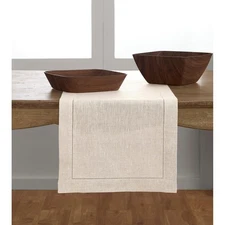 Linen Light Natural Table Runner 108 Inches Long - 100% Pure Linen Hemstitch ...