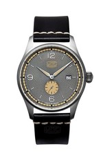 UMF Ruhla Herrenuhr Titan Saphirglas Datum Leder Schwarz 42mm 1136-2