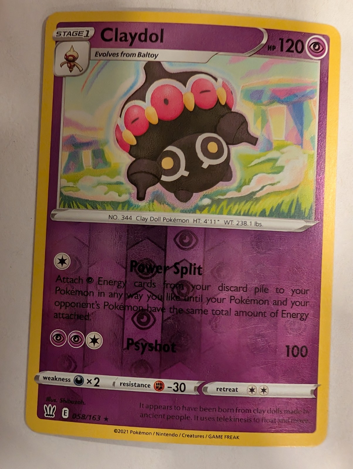 Claydol 058/163 - Battle Styles Reverse Pokemon Holo Foil Nice!