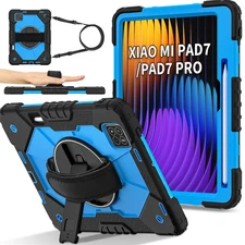 For Xiaomi Pad 7 2024 11.2 inch 360 Rotating Case Armor Stand Handle Grip Cover