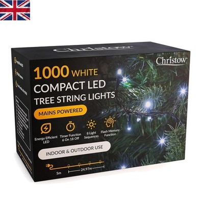 Atemberaubende 1000 LED Innen/Außen Weihnachtsbeleuchtung mit praktischer Timerfunktion