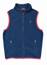 Polo Ralph Lauren Boys Classic Navy W/red trim Fleece Vest sz 14-16 EUC