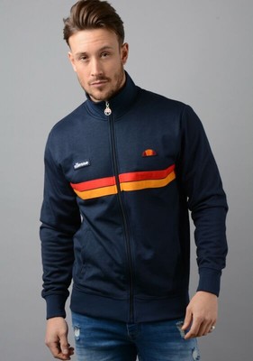 Ellesse Mens Track Top Small Retro Navy Blue Logo Badges RRP £70