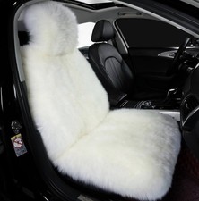 Ogland Ivory White Fluffy Sheepskin Car Seat Cover-fuzzy Soft Fur-universal