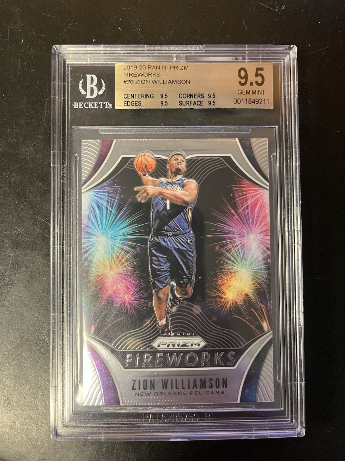 2019 Prizm Fireworks #26 Zion Williamson BGS 9.5 Gem Mint RC Rookie