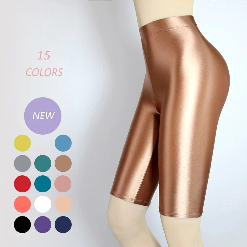 Damen Satin Glossy Leggings Stretch Yoga Wetlook Fitness Opaque Jeggings Glitter - Bild 1 von 4
