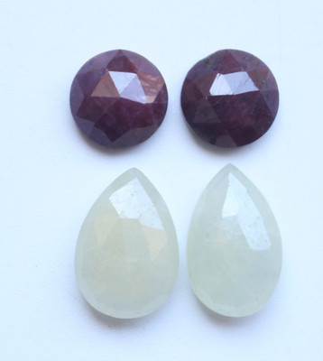 Ct.19.25 Natural Multi Sapphire & Ruby Rose Cut Faceted & Cabochon Set 9To14MM