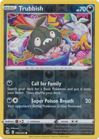 TRUBBISH 168/264 FUSION STRIKE POKEMON (REVERSE HOLO, NM)