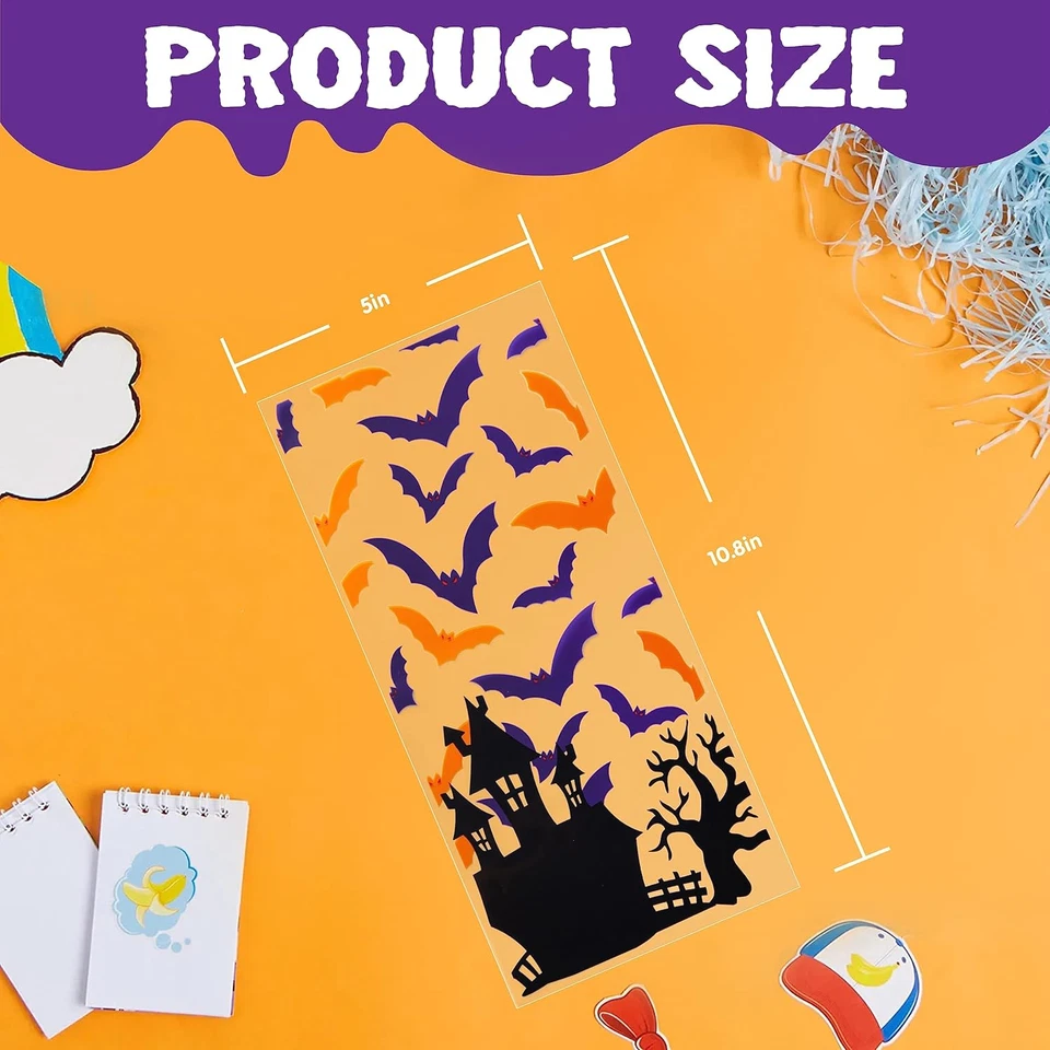 150 PCS Halloween Cellophane Candy Bags, Clear Treat Bags with Twist Ties, Hallo - Image 3 of 4
