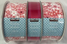 Kirkland Signature Lot of 3 Wire Edged Ribbon 150 Total Yards Pink  Flowers NEW