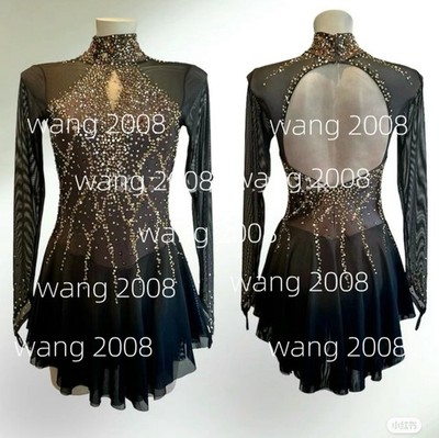 Ice Figure Skating Dress Rhythmic Gymnastics Twirling Competition black
