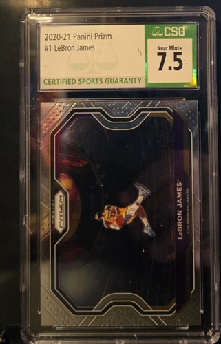 2020-21 Panini Prizm - LeBron James #1 Kobe Tribute Graded CSG 7.5