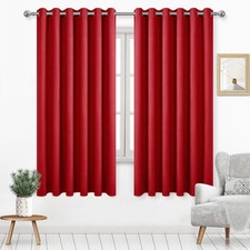 Red Curtain 63 Inches Long, 70 Wide Inch Blackout Drapes for Bedroom, Solid T...