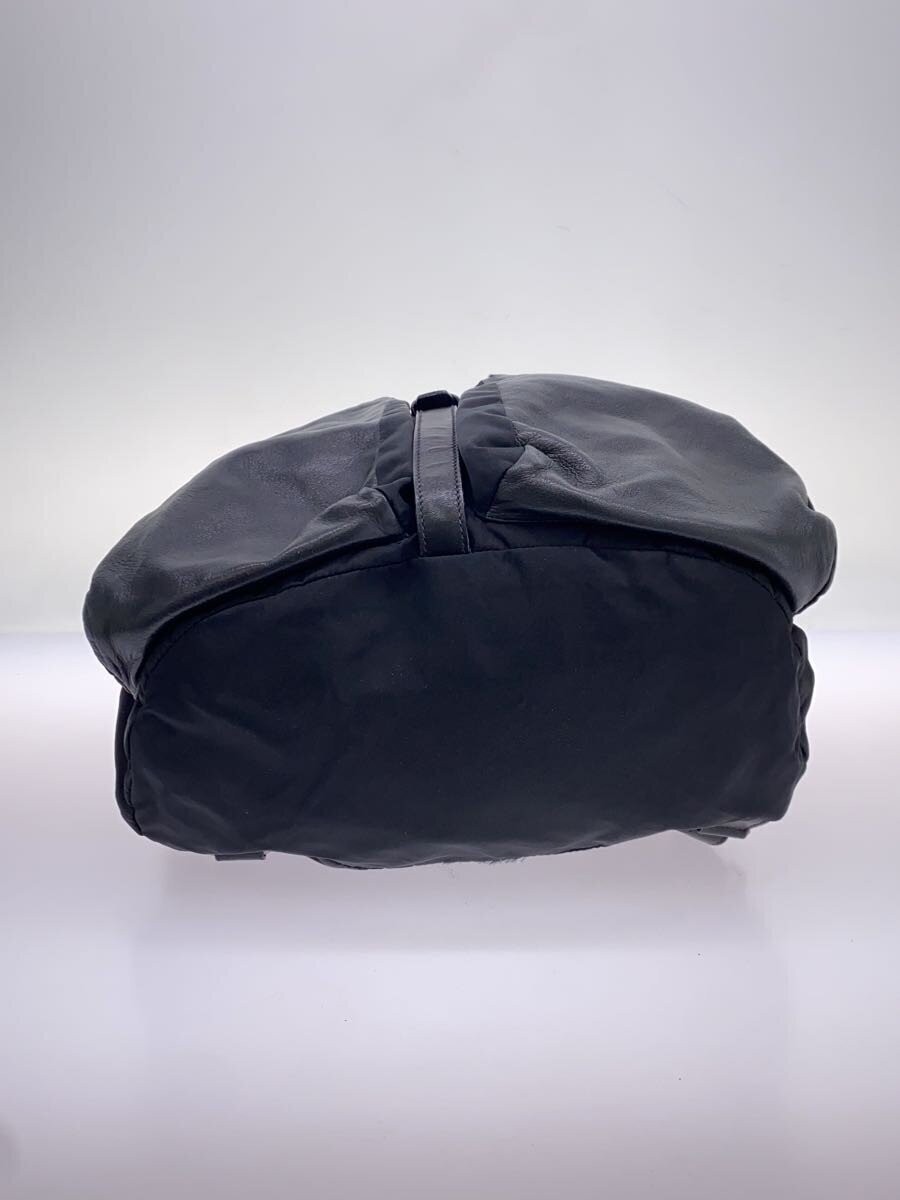 PRADA Drawstring Backpack Nylon Leather Mix BLK S… - image 4