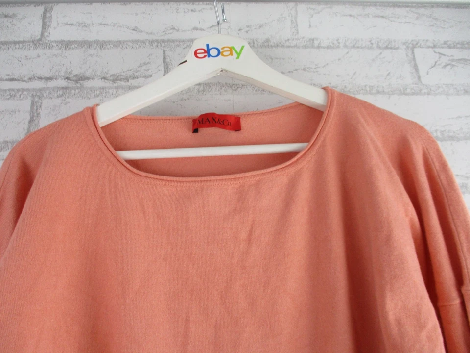 Max & Co by maxmara womens knit top peach L, long dolman sleeve  round neck - image 2 of 4