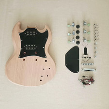DIY SG 6 String Electric Guitar Kit Humbucker Pickup Mahogany Body BK Pickguard