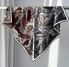70 Cashmere 30 Silk leaf Print Squre Bandana Women wrap 65X65cm Neckerchief