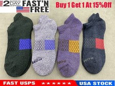 4 Pairs Bombas Men's performance honeycomb Ankle Socks Size Large 9-13 4 Colors