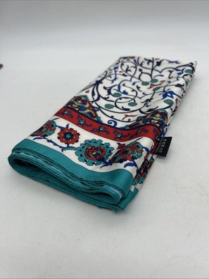 Scarf Turkish Ottoman Bursa Ipek Blue Red Gold Long 160cm Ipeq Turquerie