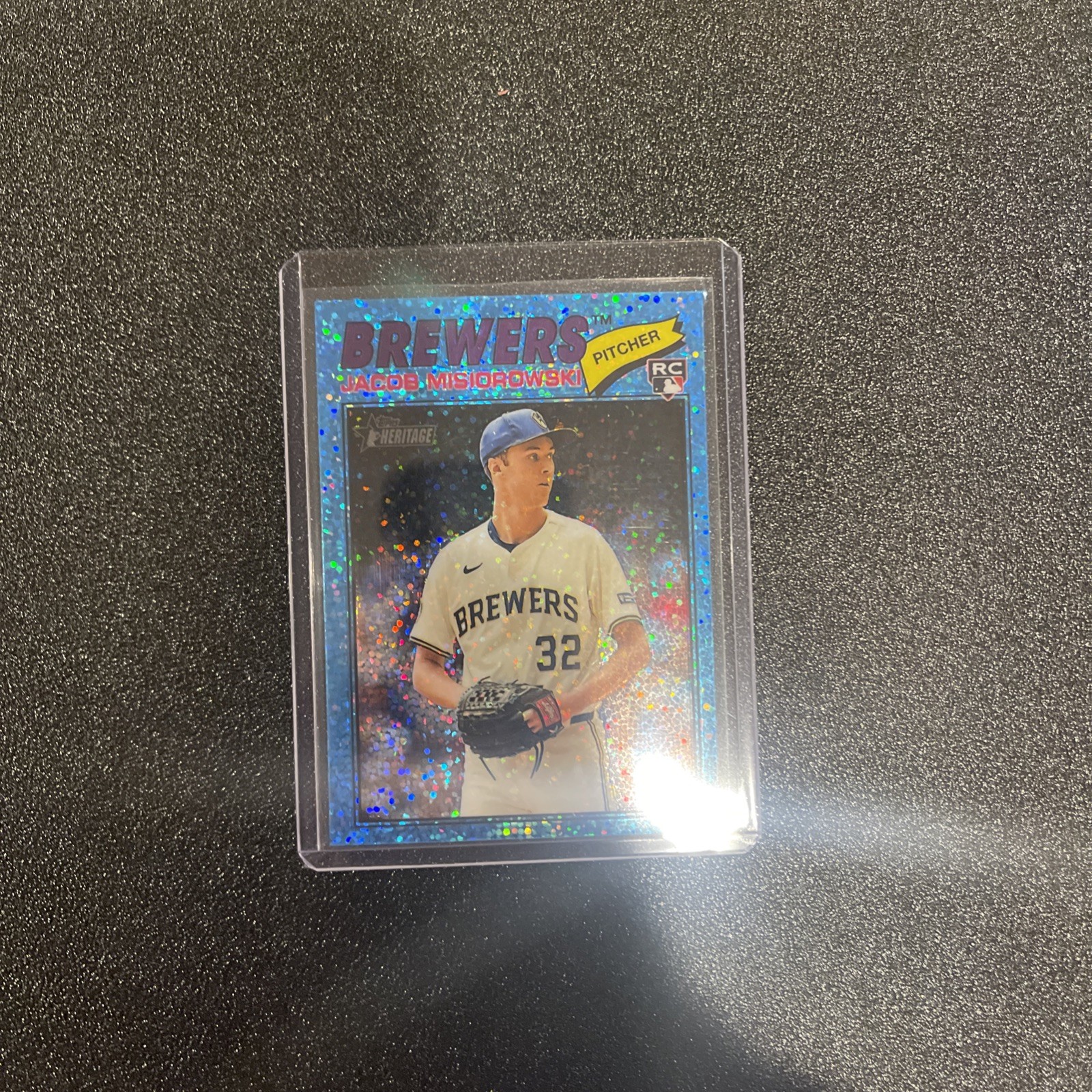 2026 Topps Heritage #144 Jacob Misiorowski Chrome Light Blue Sparkle Refractor