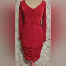 Fashion Nova 'Fit Your Needs' Bodycon Mini Dress Red Stretchy Drawstring Medium