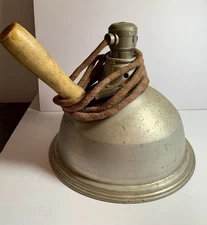 Vintage Hand Held Work Light. Working Condition.  Wooden Handle Cloth Wiring