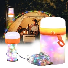Camping String Lights 33FT, 2 in 1 USB Rechargeable Christmas Fairy Lights,5 mod