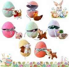 Surprise Easter Egg from Wool Felt, Felt Eggs with Small Animals Hidden Inside
