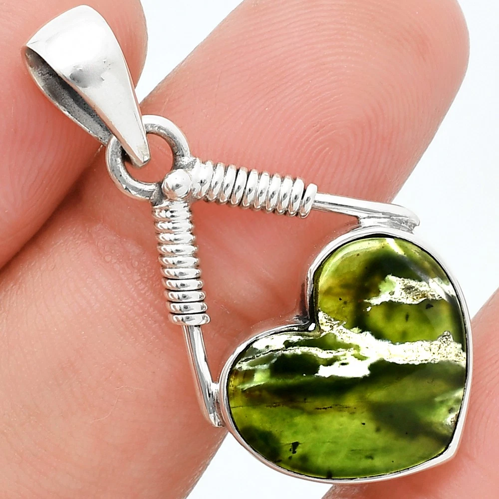 CHROME HEARTS Ciondolo cuore cromo naturale calcedonio argento sterling 925 gioiello P 1600