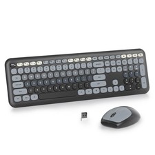 Black Grey Quiet Keyboard and Wireless, Typewriter 104-Key Fullsize Keyboard ...